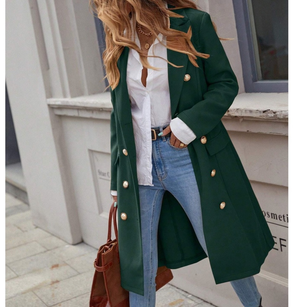 Classic Button up Long Jacket Coat - Picture 4 of 16